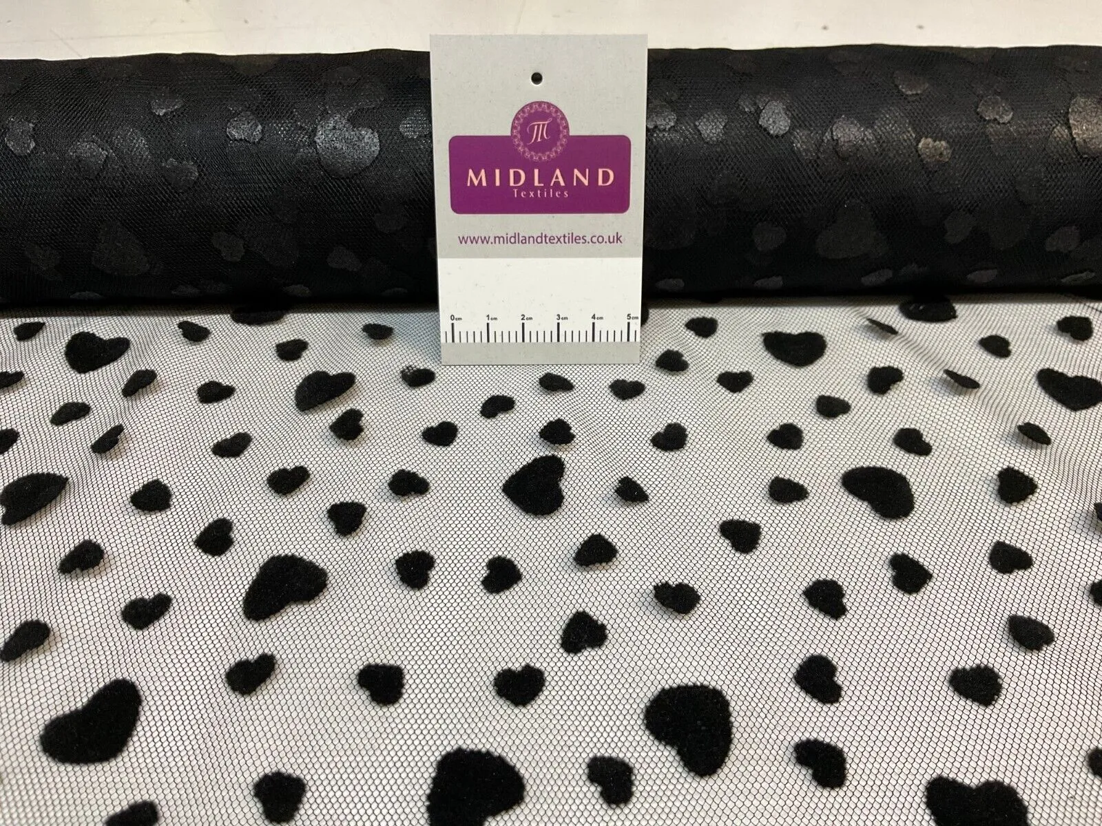 Flock Velvet Non-Stretch Dress Fabric with Black Net Mesh - 140cm - M1784 Mtex