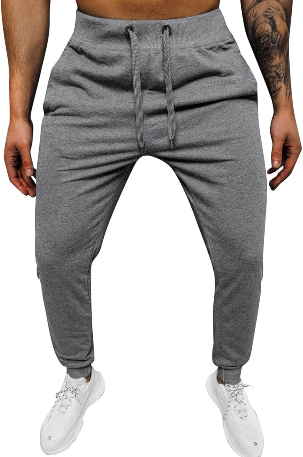 Cargo Pants for Men Big and Tall, Athletic Casual Open Bottom Cargo Sweatpants with Pockets Men's Cotton Sweatpants