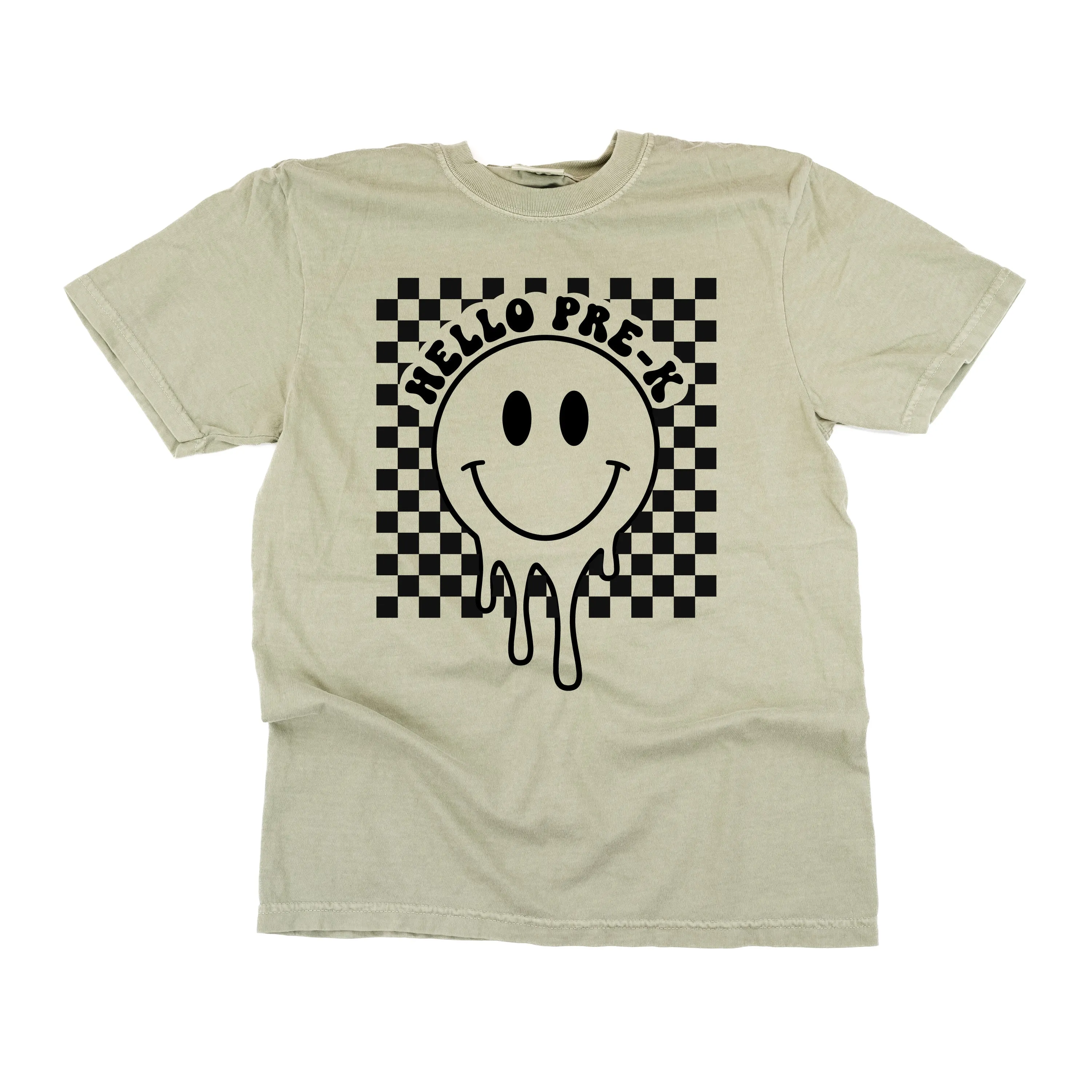 Hello Pre-K - Checker Smiley - SHORT SLEEVE COMFORT COLORS TEE