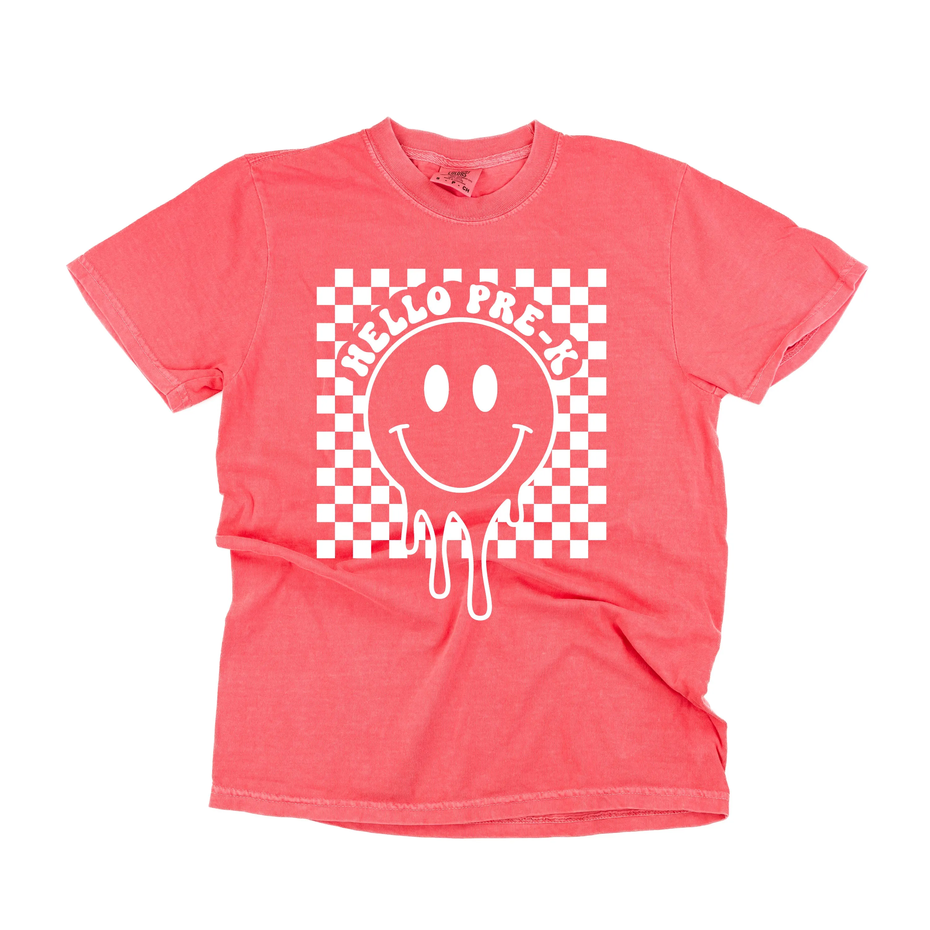 Hello Pre-K - Checker Smiley - SHORT SLEEVE COMFORT COLORS TEE