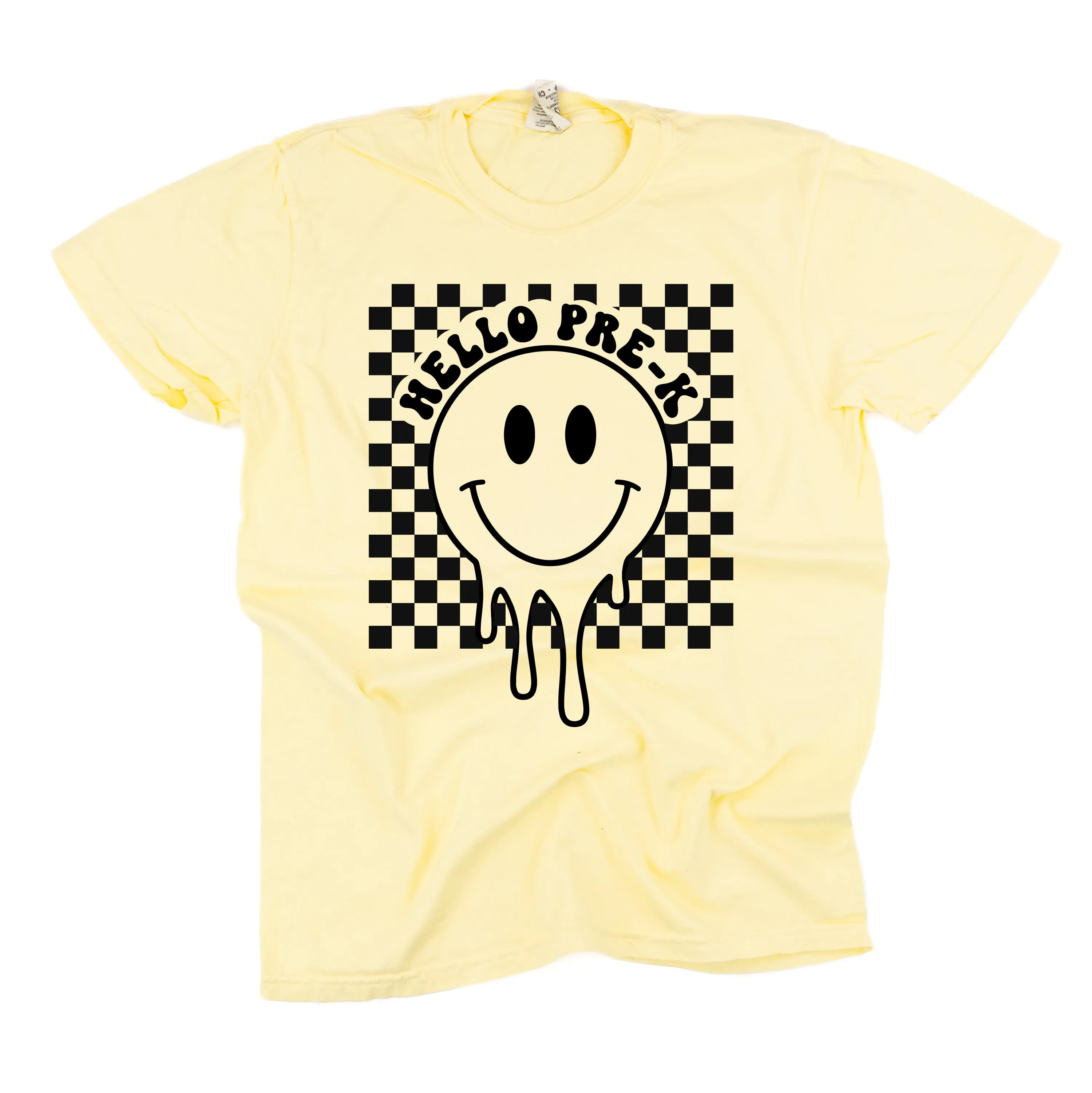Hello Pre-K - Checker Smiley - SHORT SLEEVE COMFORT COLORS TEE