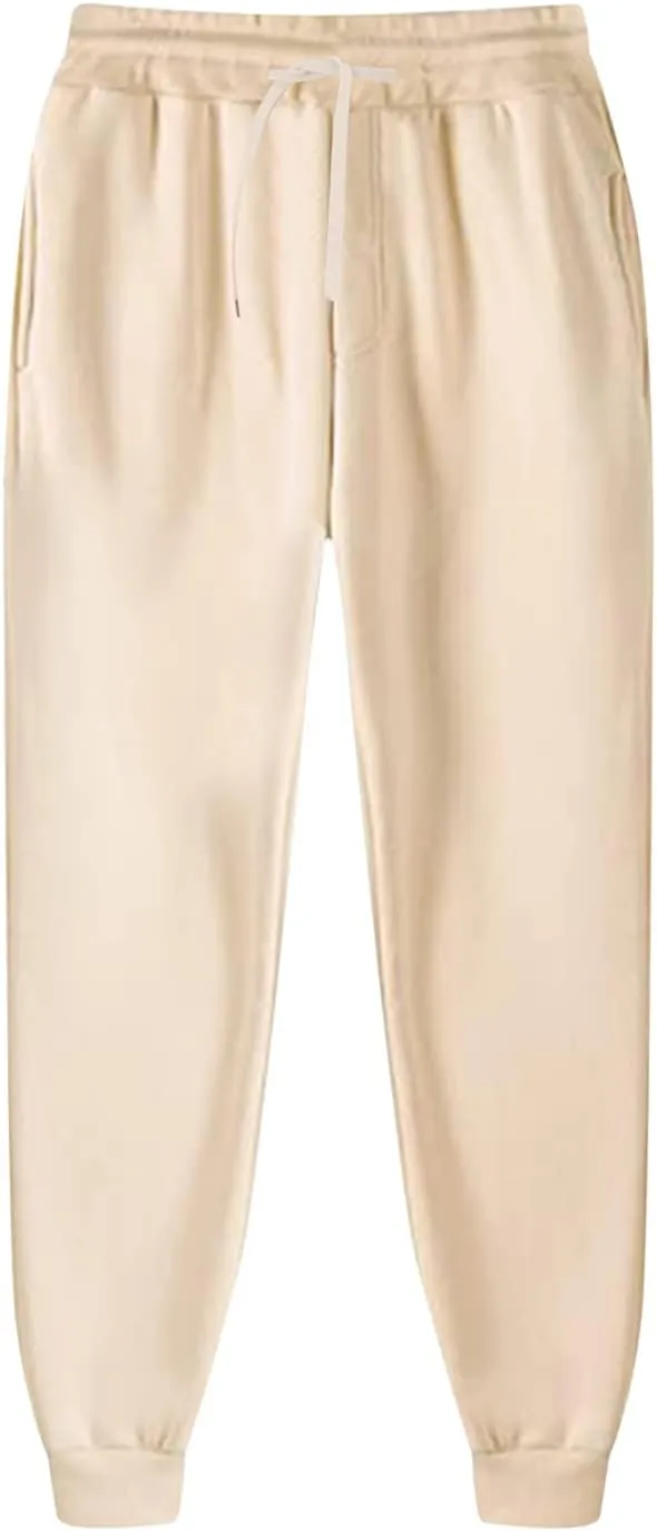 Men's Cargo Sweatpants Wild Drawstring Sports Jogger with Pockets Long Pants Men's Slim Fit Gym Running Workout Pants
