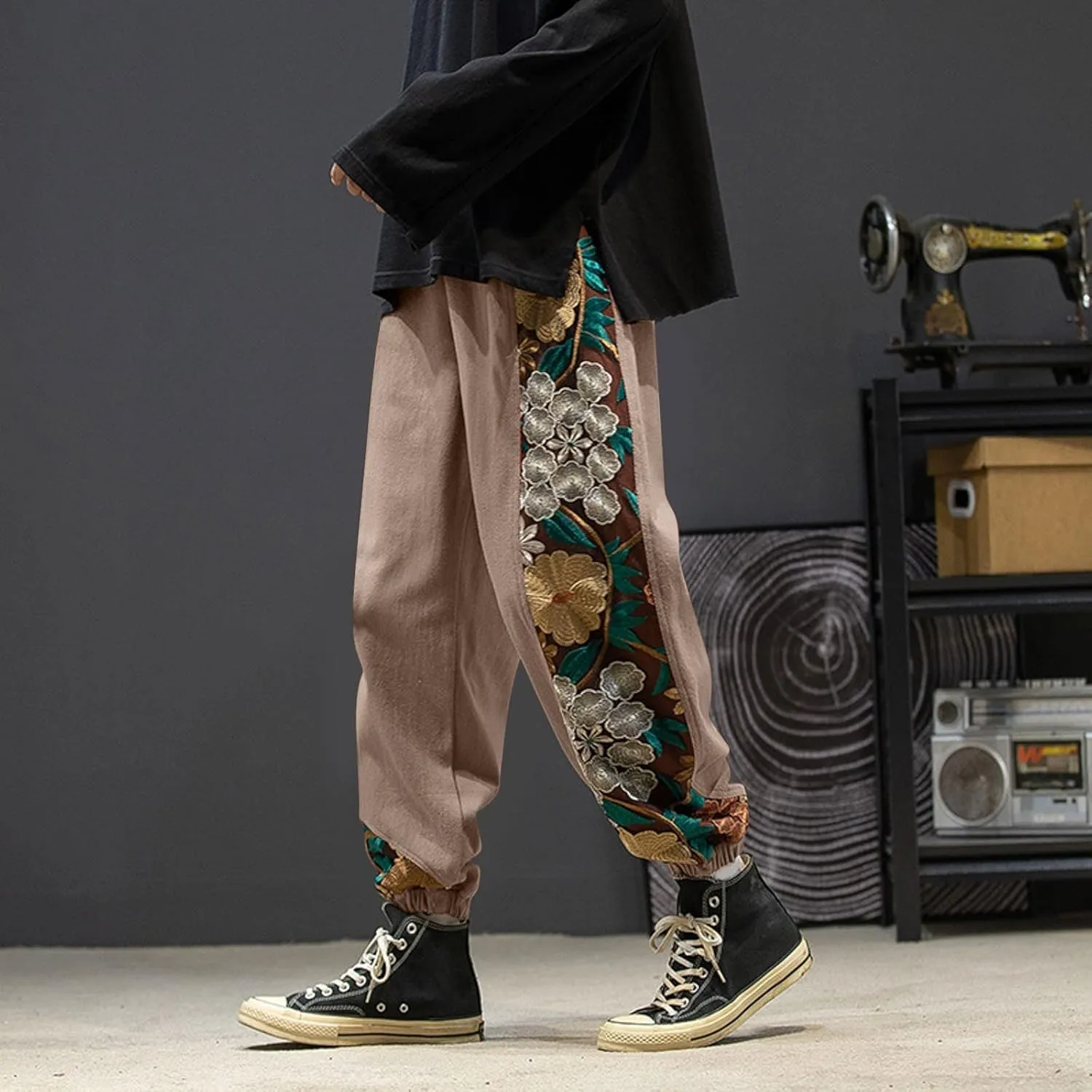 Mens Sweatpants Joggers Pants Man Casual Work Trousers with Pockets Slim Fit Combat Cargo Pants Elastic Waist Hiking