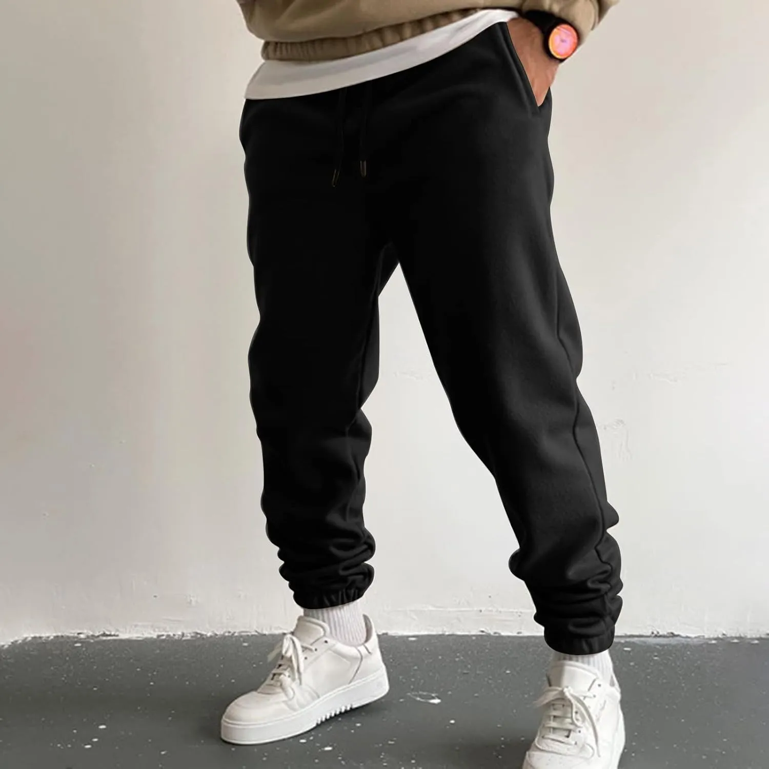 Mens Workout Cargo Sweatpants Work Jogger Pants with Pockets Mens Casual Pants Stretch Slim Fit Workout Bodybuilding