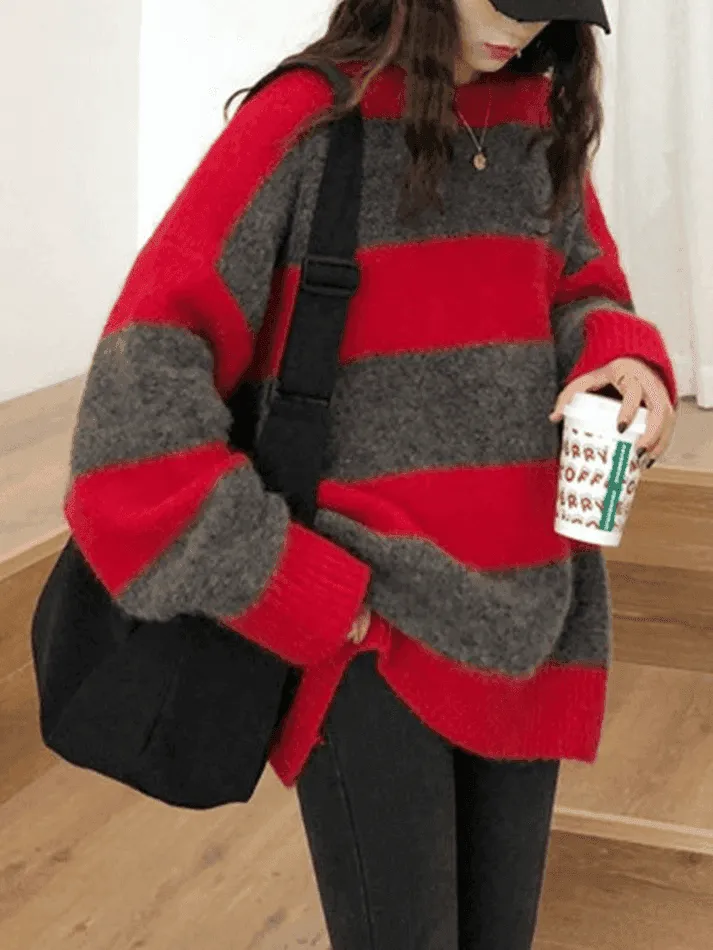 Oversized Stripe Pullover Sweater
