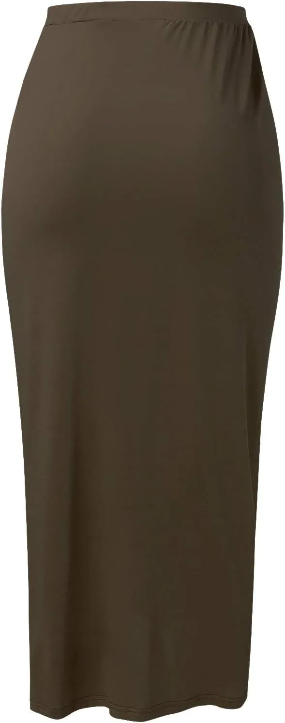 Pencil Skirt for Women Tummy Control Summer Flowy High Elastic Waist Slim Fit Stretchy Midi Skirts for Going Out