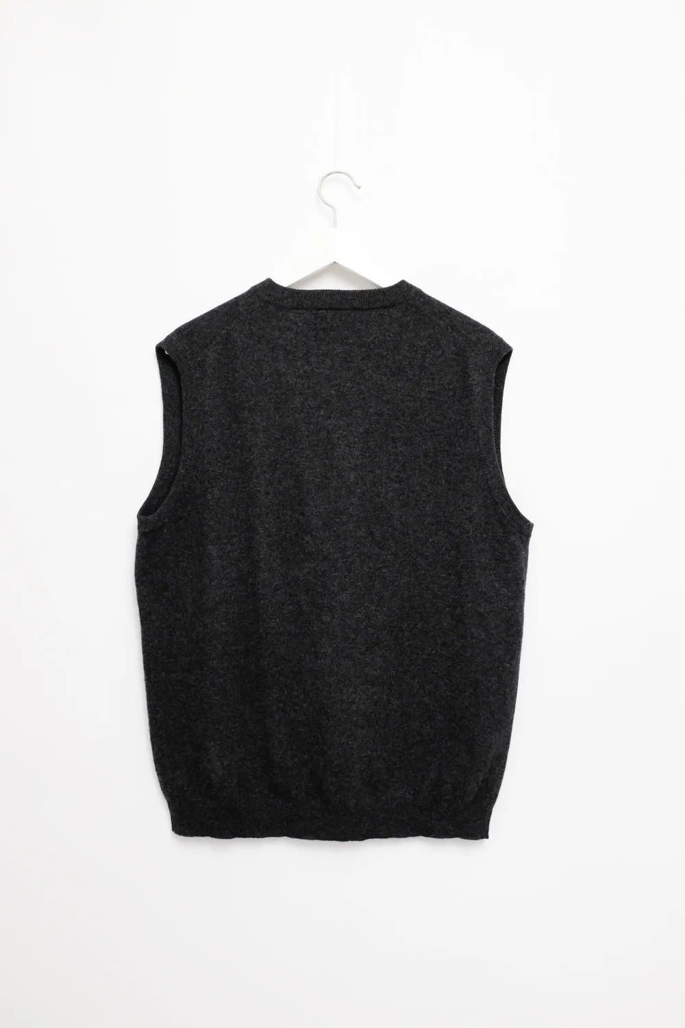 PURE CASHMERE SILK ANTHRACITE KNIT VEST