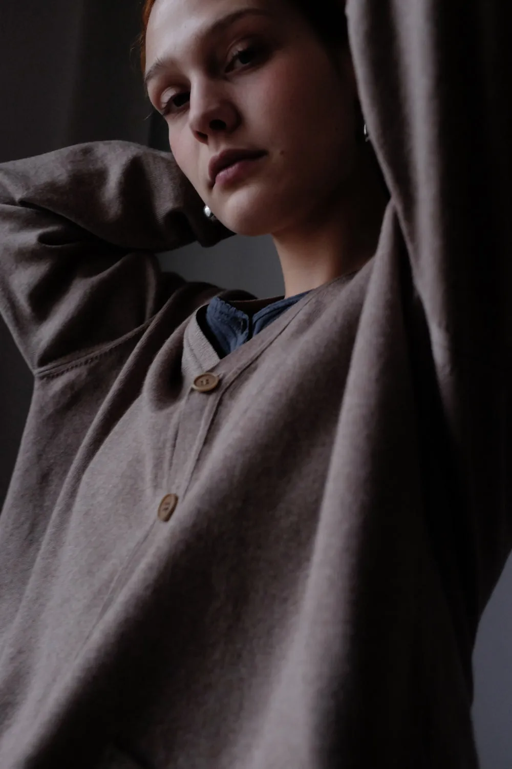 PURE WOOL NOUGAT OVERSIZE CARDIGAN SWEATER