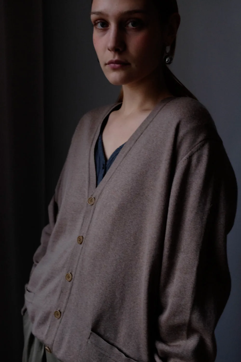 PURE WOOL NOUGAT OVERSIZE CARDIGAN SWEATER