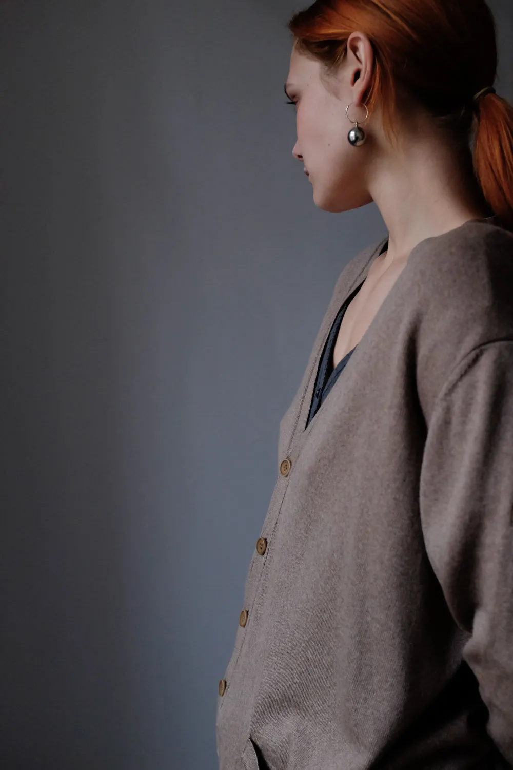 PURE WOOL NOUGAT OVERSIZE CARDIGAN SWEATER