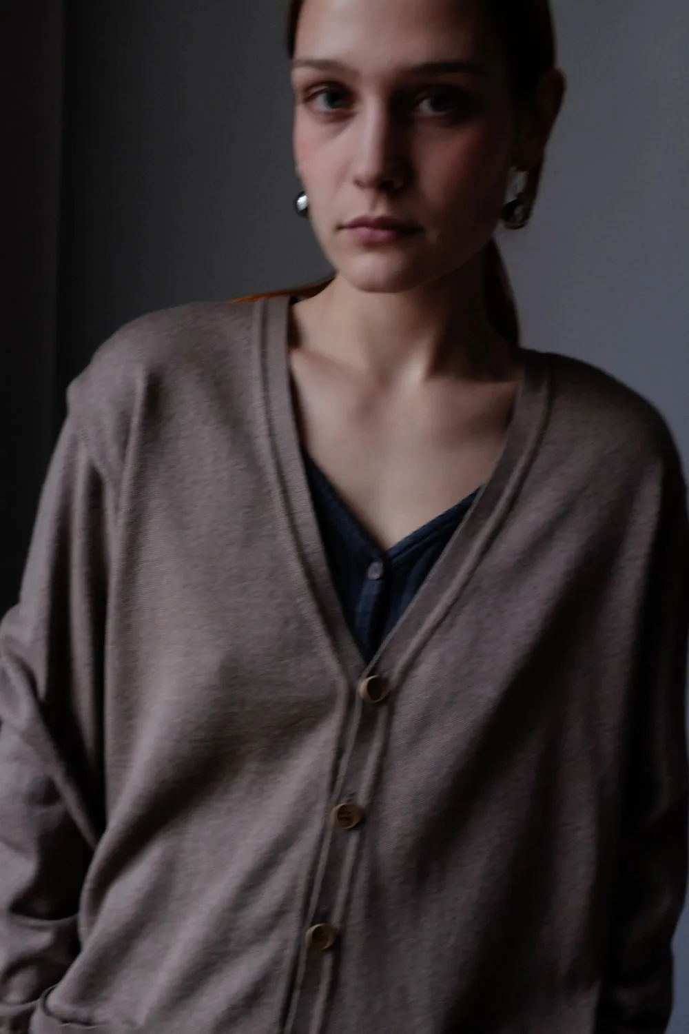 PURE WOOL NOUGAT OVERSIZE CARDIGAN SWEATER