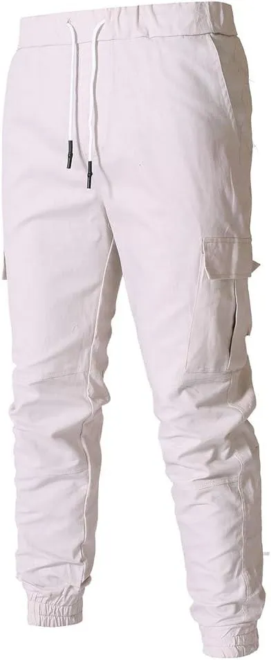 QWENTMTNTY Cargo Pants for Men Slim Fit Casual Cotton Skinny Joggers Big and Tall Hiking Athletic Gym Workout Sweatpants