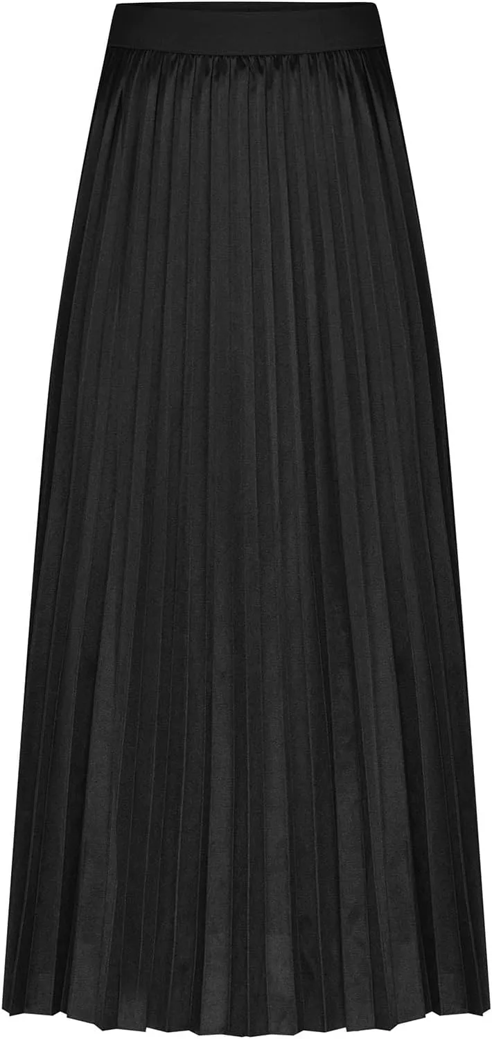 Women Long Pleated Skirt Plus Size Midi Skirts High Waisted Maxi Skirt Flowy Metallic Skirt A Line Cocktail Skirt