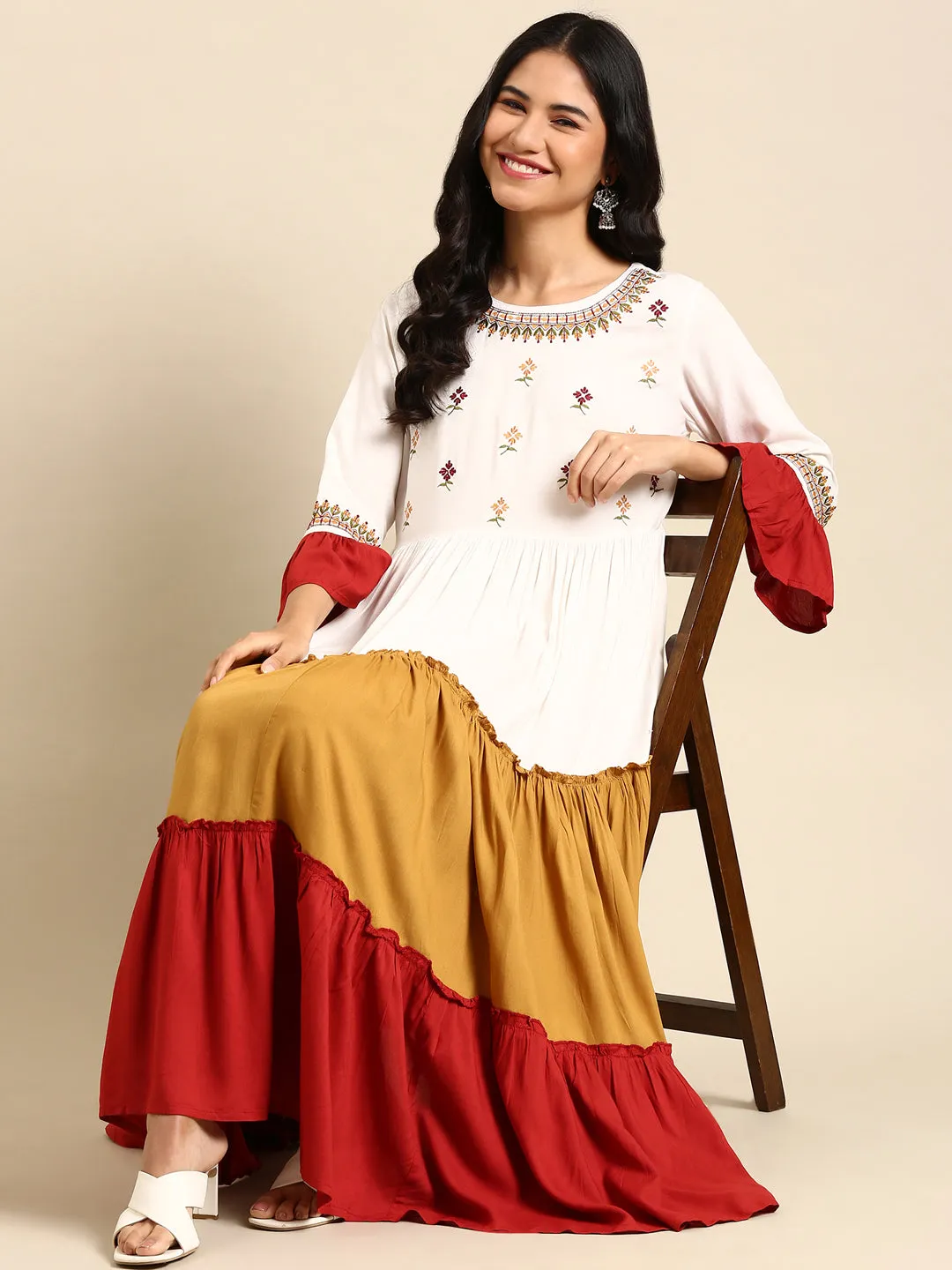 Women Multicolour Solid Anarkali Kurta
