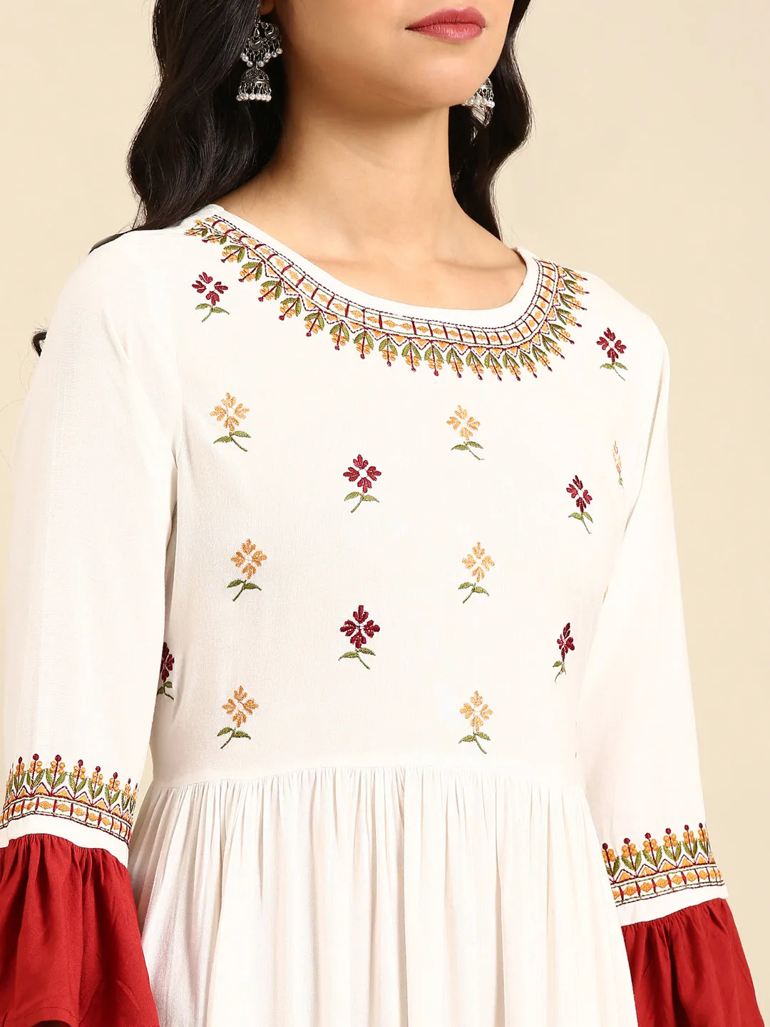 Women Multicolour Solid Anarkali Kurta