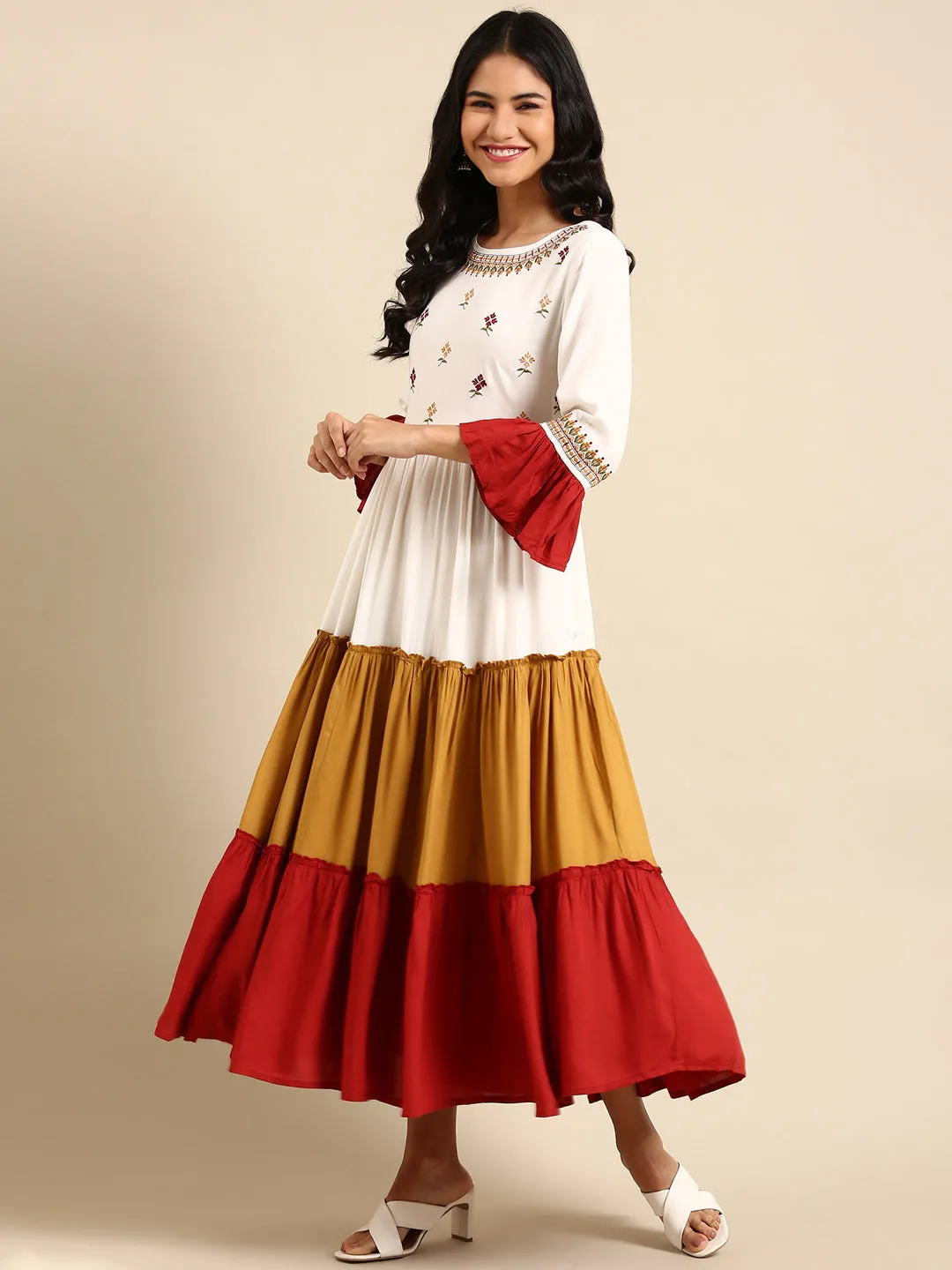 Women Multicolour Solid Anarkali Kurta