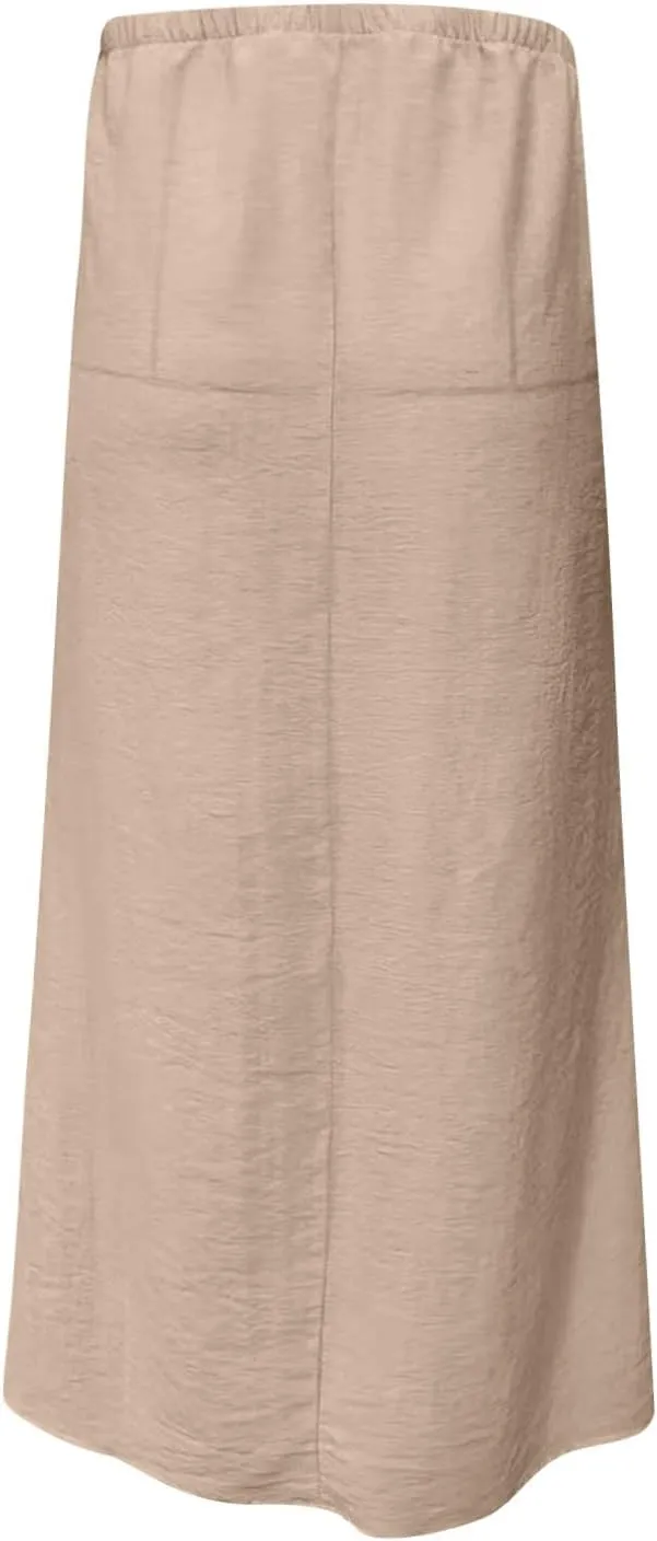 Women Summer Maxi Skorts 2025 Fashion Cotton Linen Elastic Waist Drawstring Skirts Solid Casual Vacation Flowy Skirt