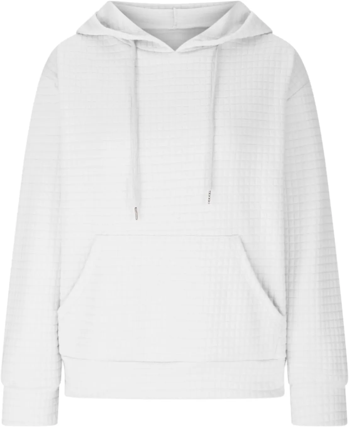 Womens Hoodies Pullover Quilted Long Sleeve Knit Oversized Sweatshirt Fall Drawstring Hooded Sweatshirts with Pocket