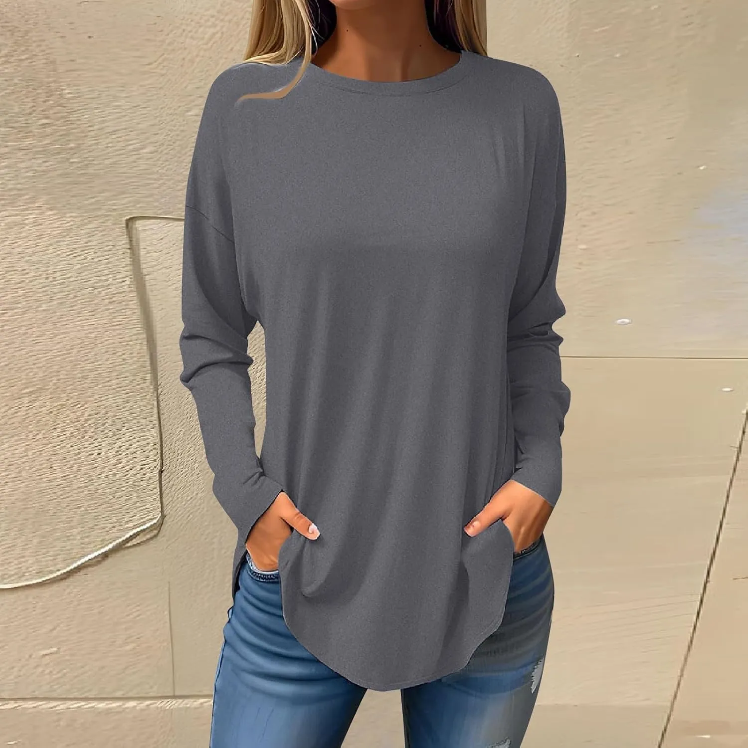 Womens Sweatshirt Crewneck Sweater Fleece Long Sleeve Pullover Tops Casual Tunic Tops for Women Loose Fit Shirts