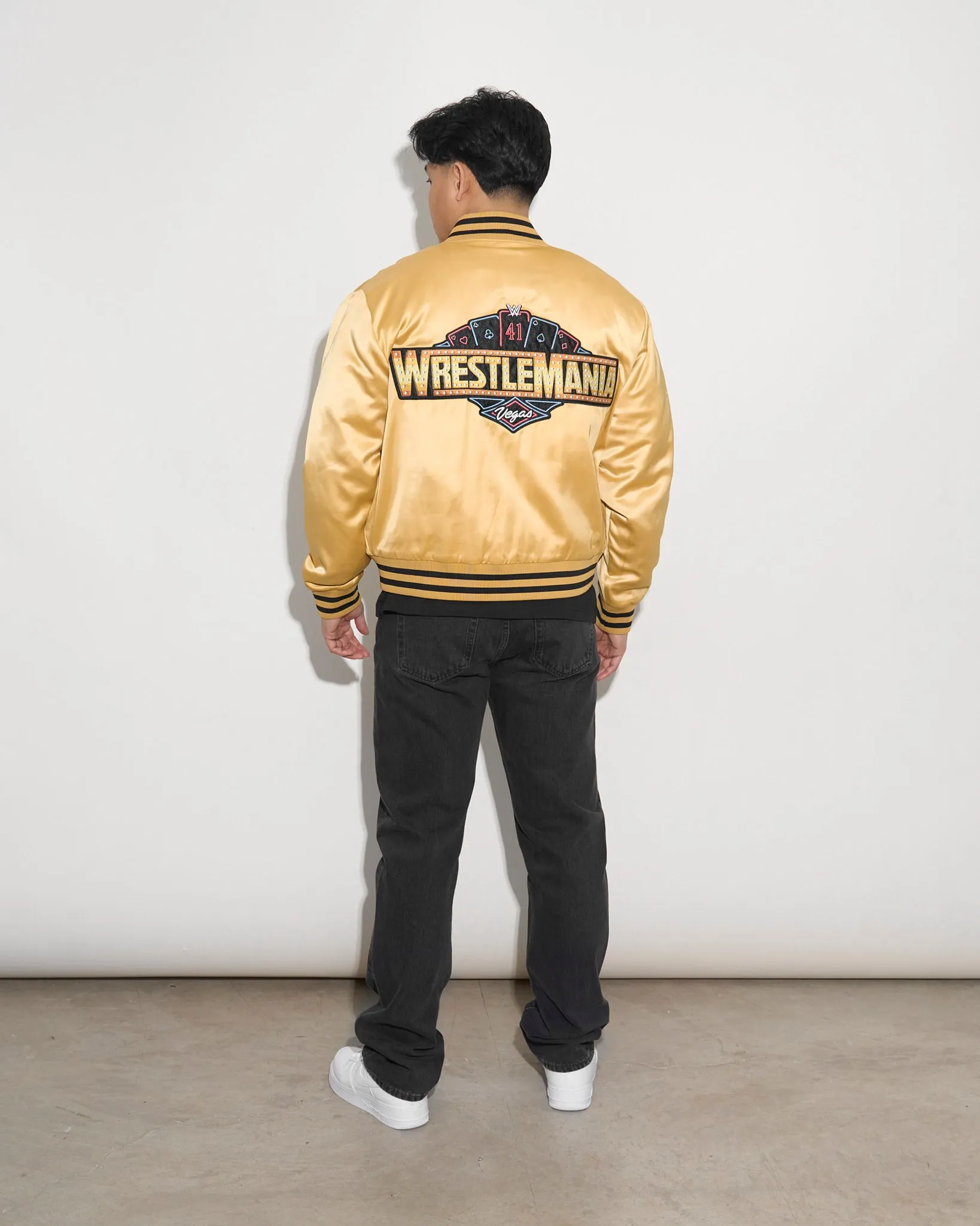 WrestleMania 41 Gold Satin Jacket