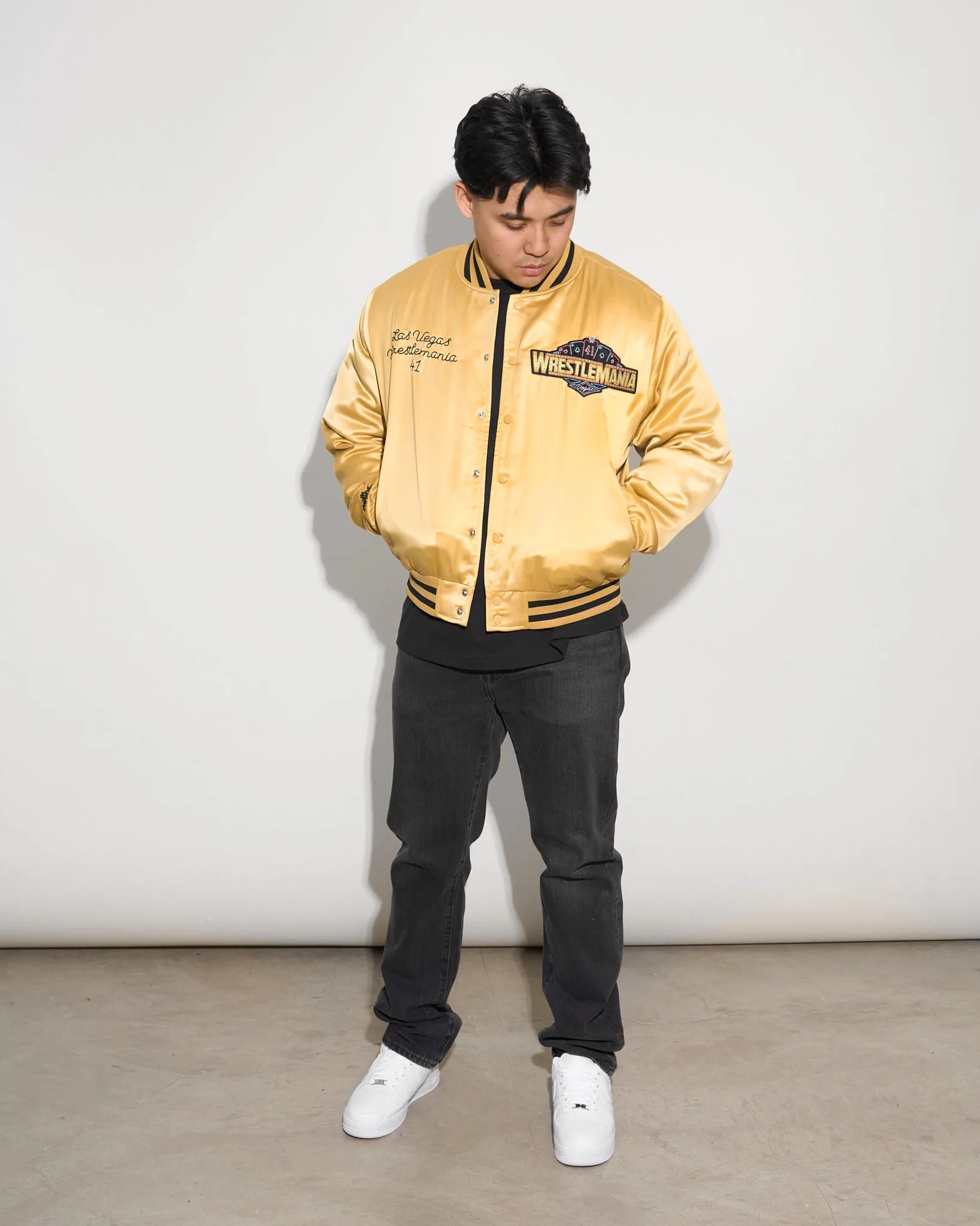 WrestleMania 41 Gold Satin Jacket