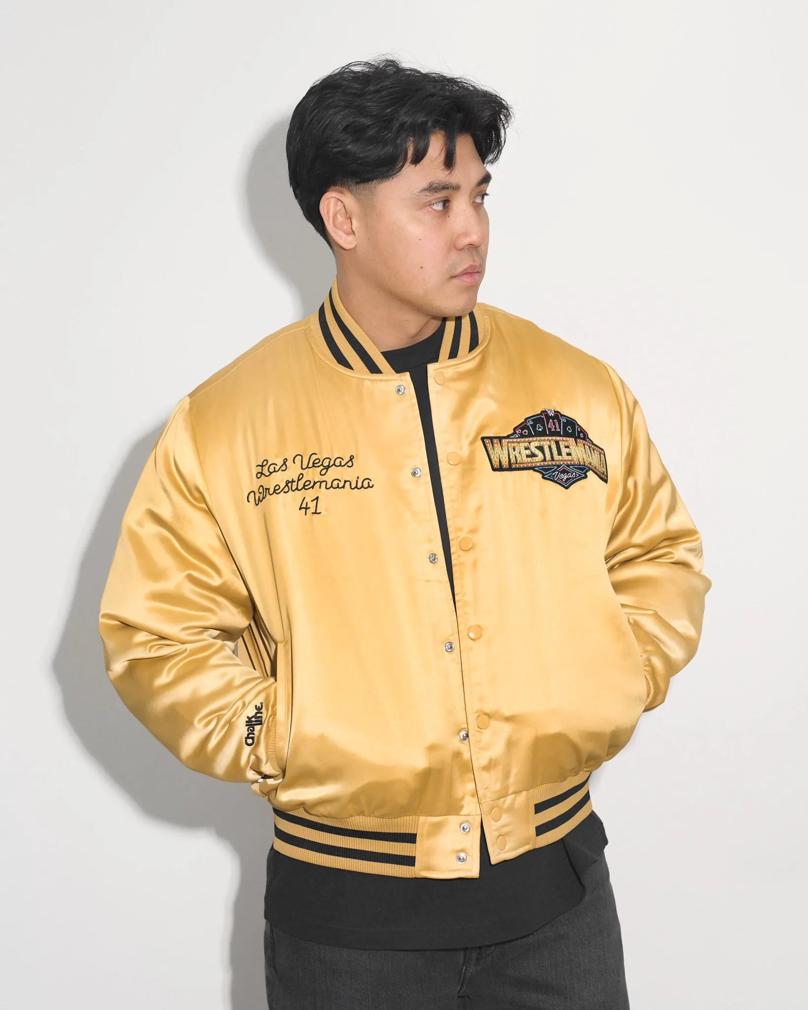 WrestleMania 41 Gold Satin Jacket