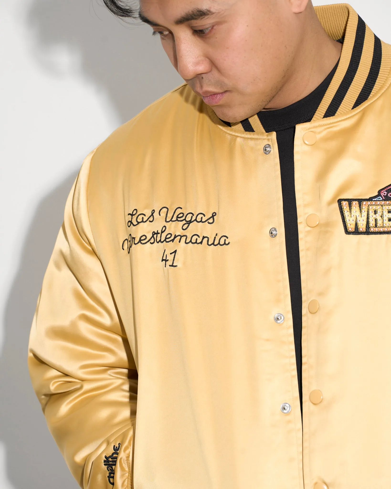 WrestleMania 41 Gold Satin Jacket