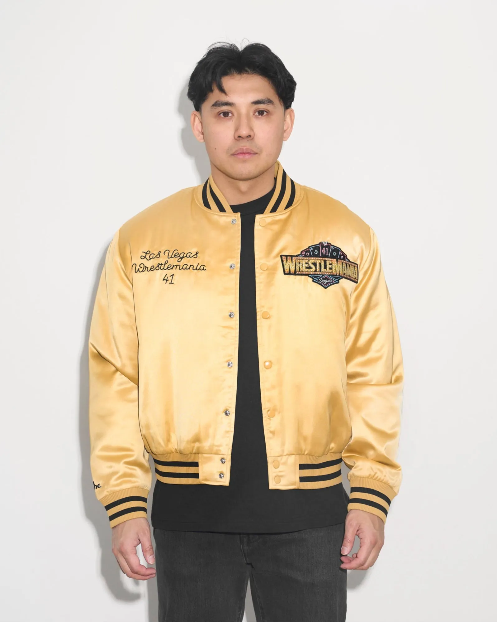 WrestleMania 41 Gold Satin Jacket